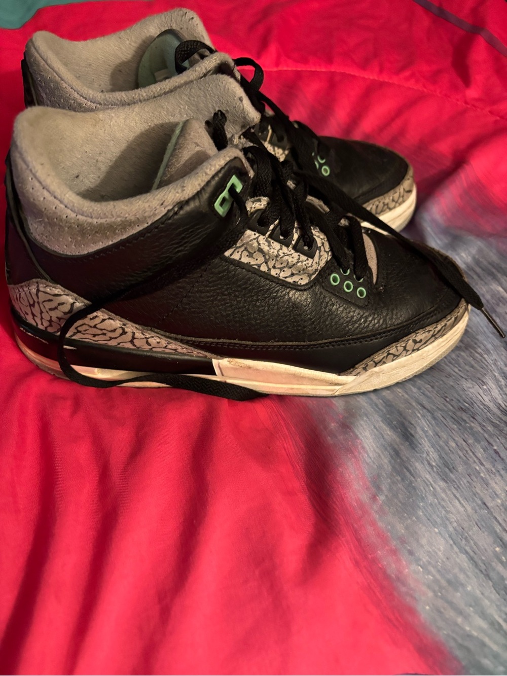 Jordan Kids Black Sneakers with Grey and Green Highlights